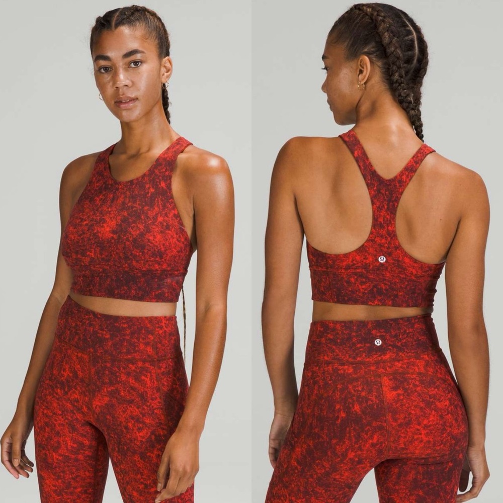 Lululemon Wunder Train Longline Sports Bra Red Womens Size 4 Supportive C D Cup‎